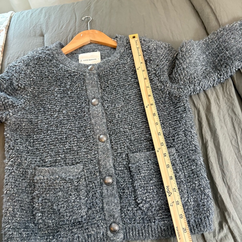 Lucky Brand Gray Boucle Sweater Lady Jacket. Size Small. - Picture 8 of 16